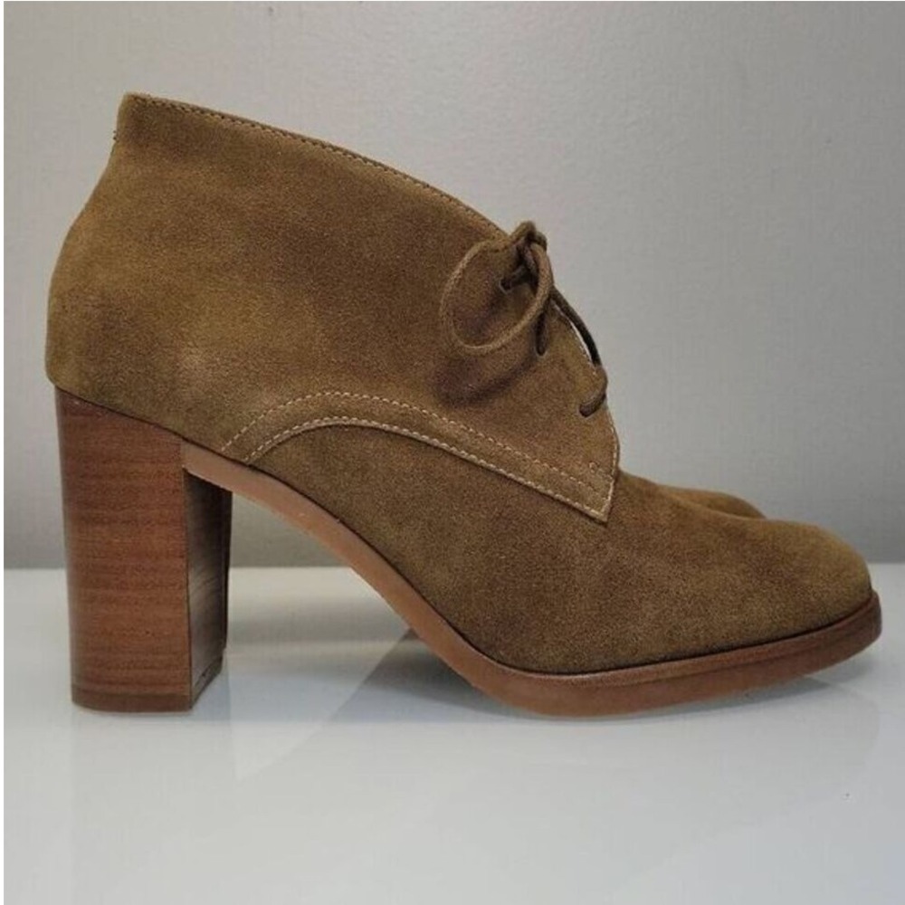 Johnston & Murphy Brown Suede Chukka Boot Women 8.5‎ Ankle Block Heel Lace Up